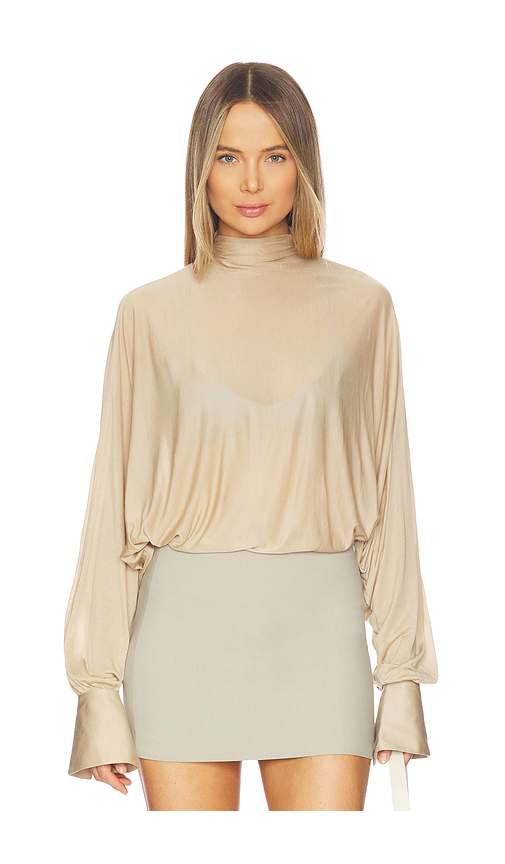 SEROYA Hawkes Bodysuit in Tan. Size S. Also in M, L, XL.