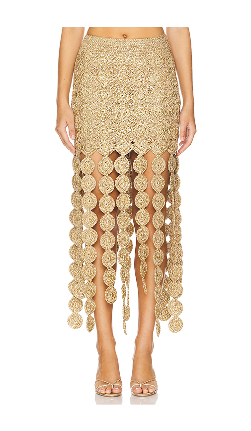 SIMONMILLER Beep Beep Maxi Skirt in Metallic Gold. Size M. Also in L.