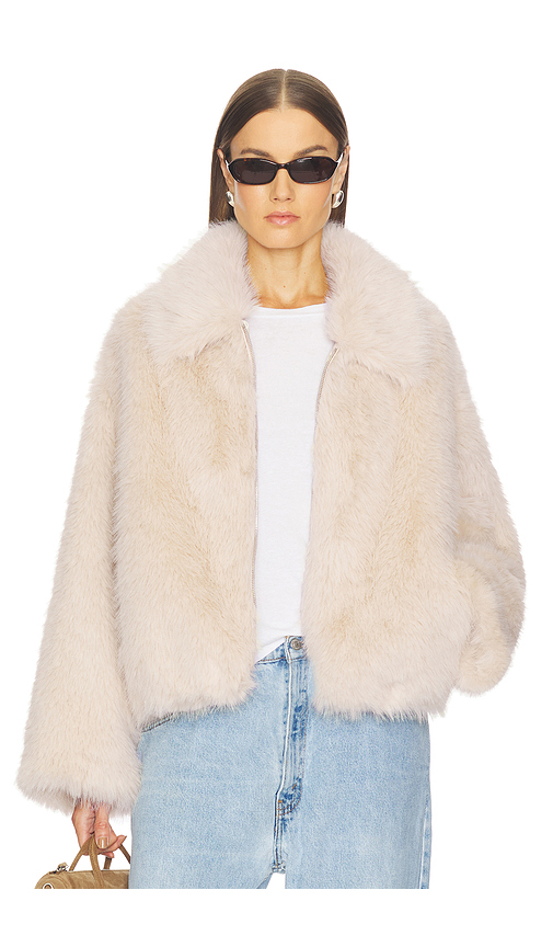 SRG Erin Faux Fur Jacket in Cream. Size XXS. Also in XS, S, M, L, XL.