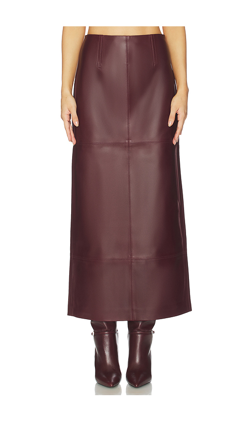 SRG Mango Leather Skirt in Burgundy. Size S. Also in L, M, XL, XS, XXS.
