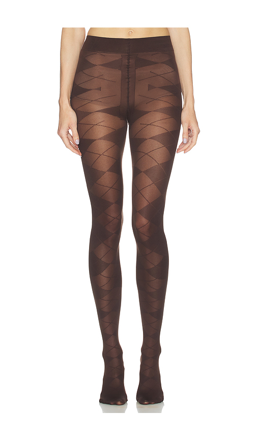 SWEDISH STOCKINGS Rebecka Argyle Tights in Brown. Size XL. Also in L, M, S.