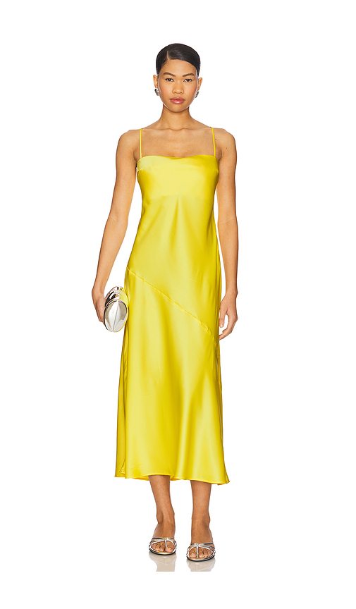 Susana Monaco Satin Bias Cut Slip Dress in Lemon. Size L. Also in S, XL.