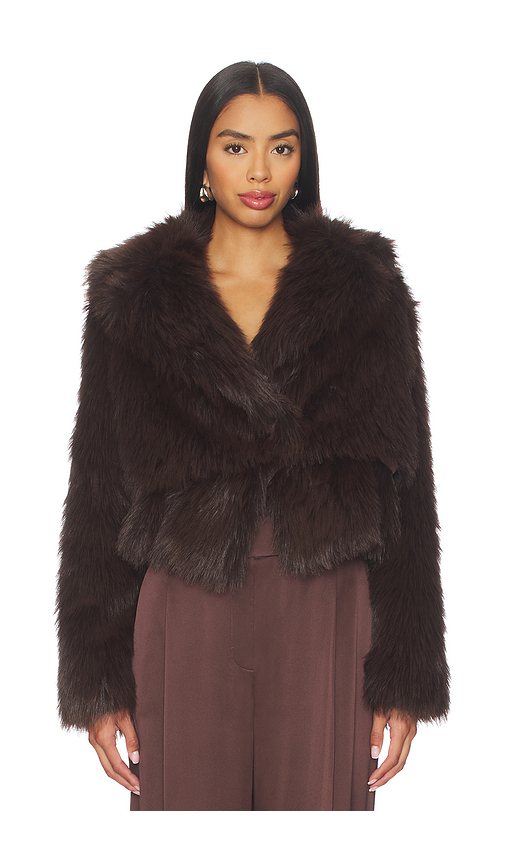 The Sei Faux Fur Bomber Jacket in Chocolate. Size 6. Also in 0, 8.