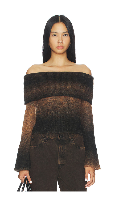 The Wolf Gang Soraya Off Shoulder Top in Chocolate. Size L. Also in M, S, XL, XS.
