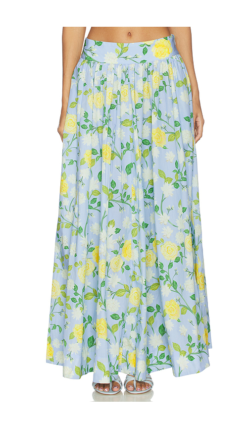 Verandah Paneled Maxi Skirt in Baby Blue. Size S. Also in XS, M, L, XL.