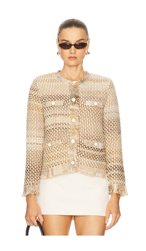 Veronica Beard Sariyah Knit Jacket in Beige. Size S. Also in M, XL.