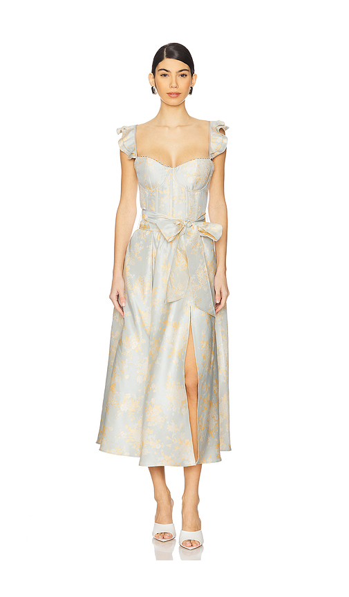 V. Chapman Vera Corset Midi Dress in Baby Blue. Size 2. Also in 0, 10, 4, 6, 8.