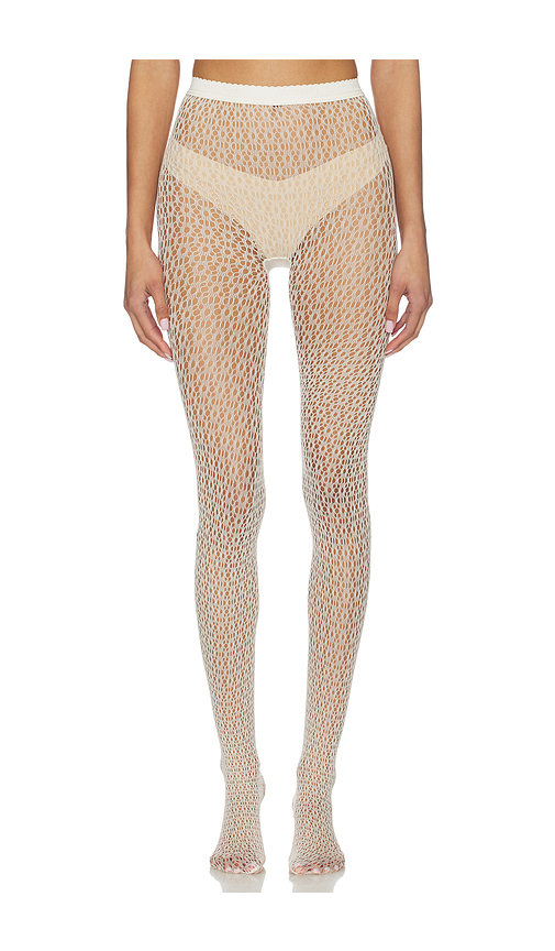 Wolford Daisy Net Tights in Cream. Size L. Also in XS, S, M.