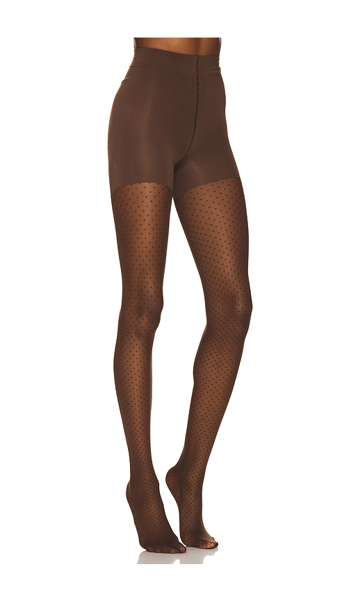 Wolford Control Dots Tights in Brown. Size L. Also in M, S, XS.