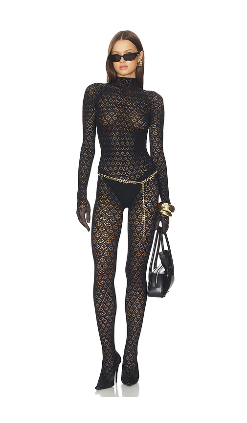 Wolford Mermaid Net Catsuit in Black. Size M. Also in S, XS.