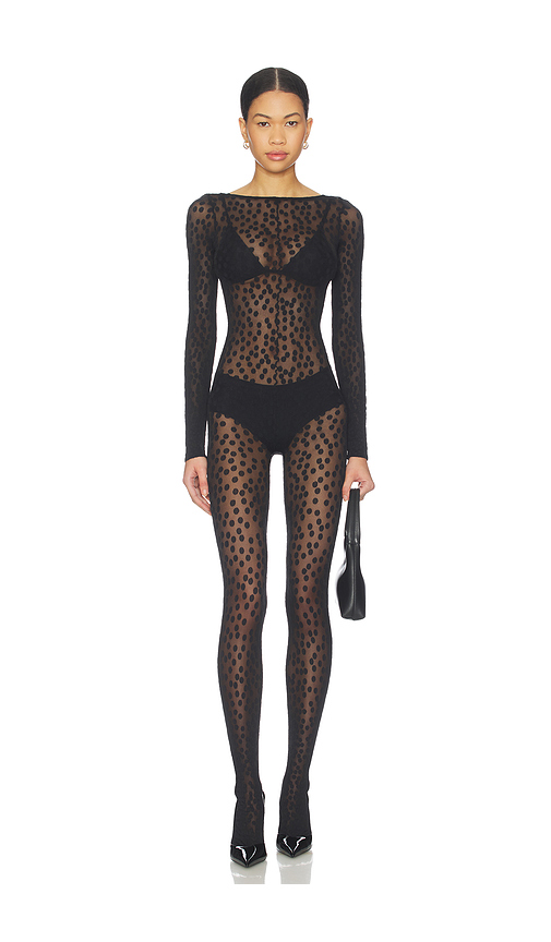 Wolford Sweet Dots Catsuit in Black. Size M. Also in XS, S, L.