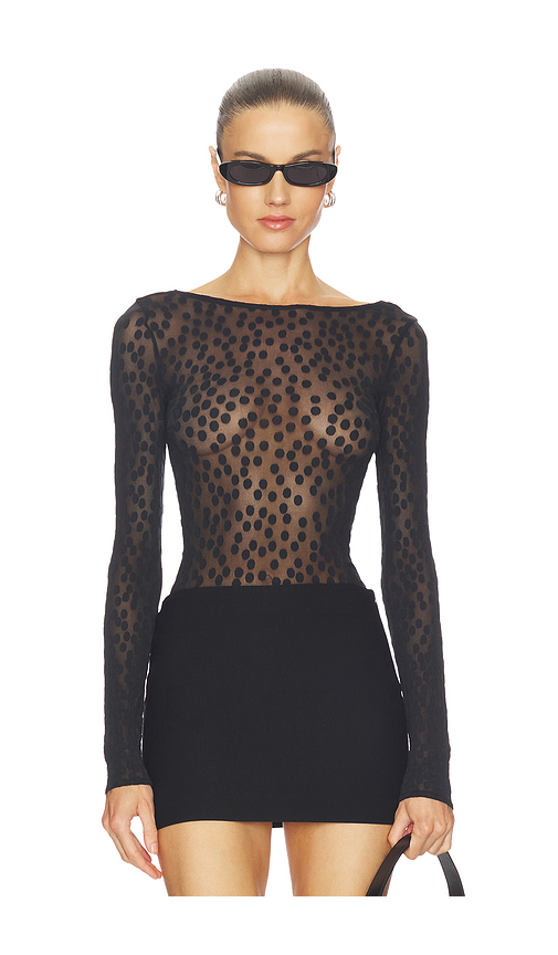 Wolford Sweet Dots String Bodysuit in Black. Size XS. Also in S, M.