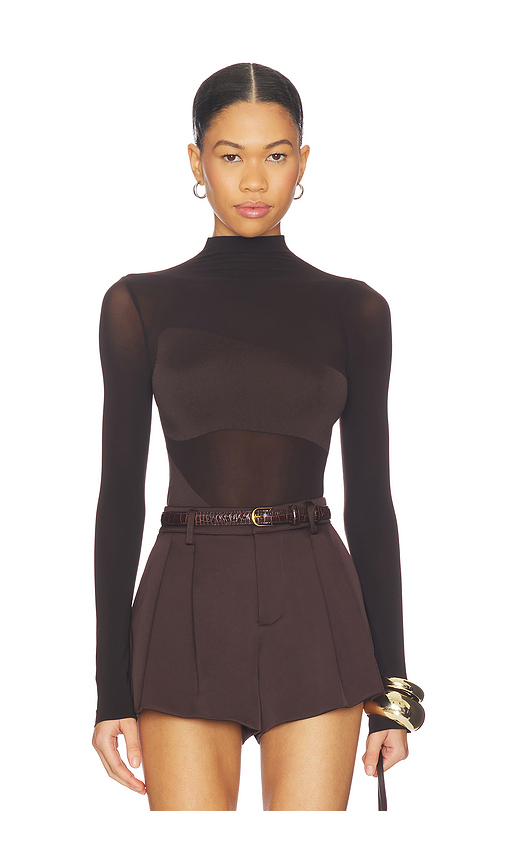Wolford Shade String Bodysuit in Chocolate. Size S. Also in XS, M, L.