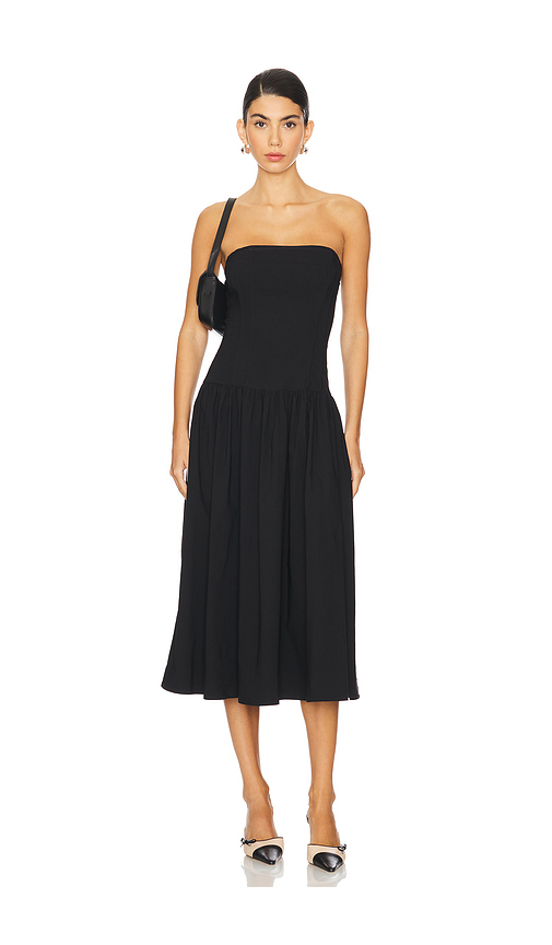 WeWoreWhat Strapless Corset Midi Dress in Black. Size 0. Also in 10, 12, 2, 6, 8.