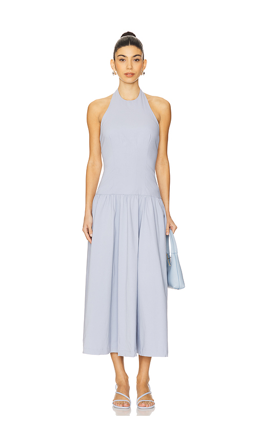 WeWoreWhat Halter Corset Midi Dress in Blue. Size XXS. Also in XL.