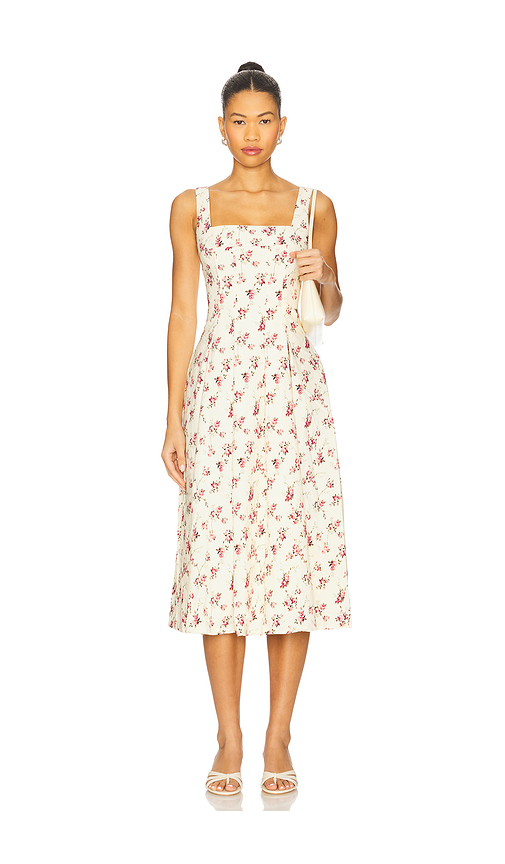 WeWoreWhat x REVOLVE Corset Pleated Midi Dress in Cream. Size 0. Also in 2.