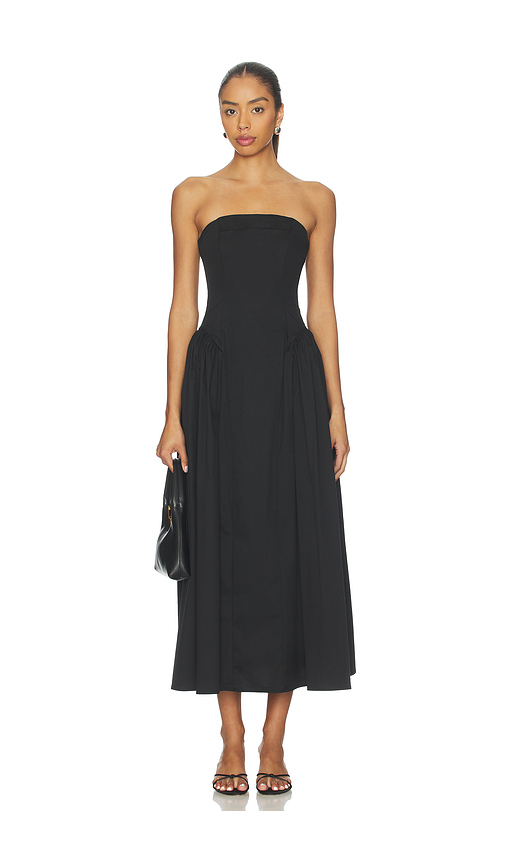 WeWoreWhat Strapless Corset Ruched Dress in Black. Size 12. Also in 0, 6, 8.