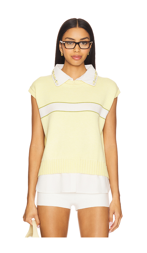 YLLW THE LABEL Stuart Oxford Vest in Lemon. Size L. Also in S, XS, M.