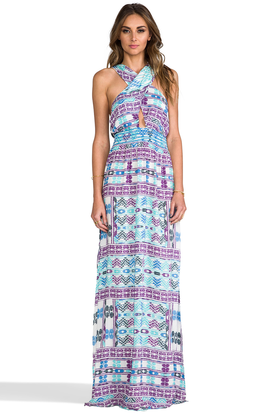 6 SHORE ROAD Drummer's Embroidered Maxi Dress in Purple