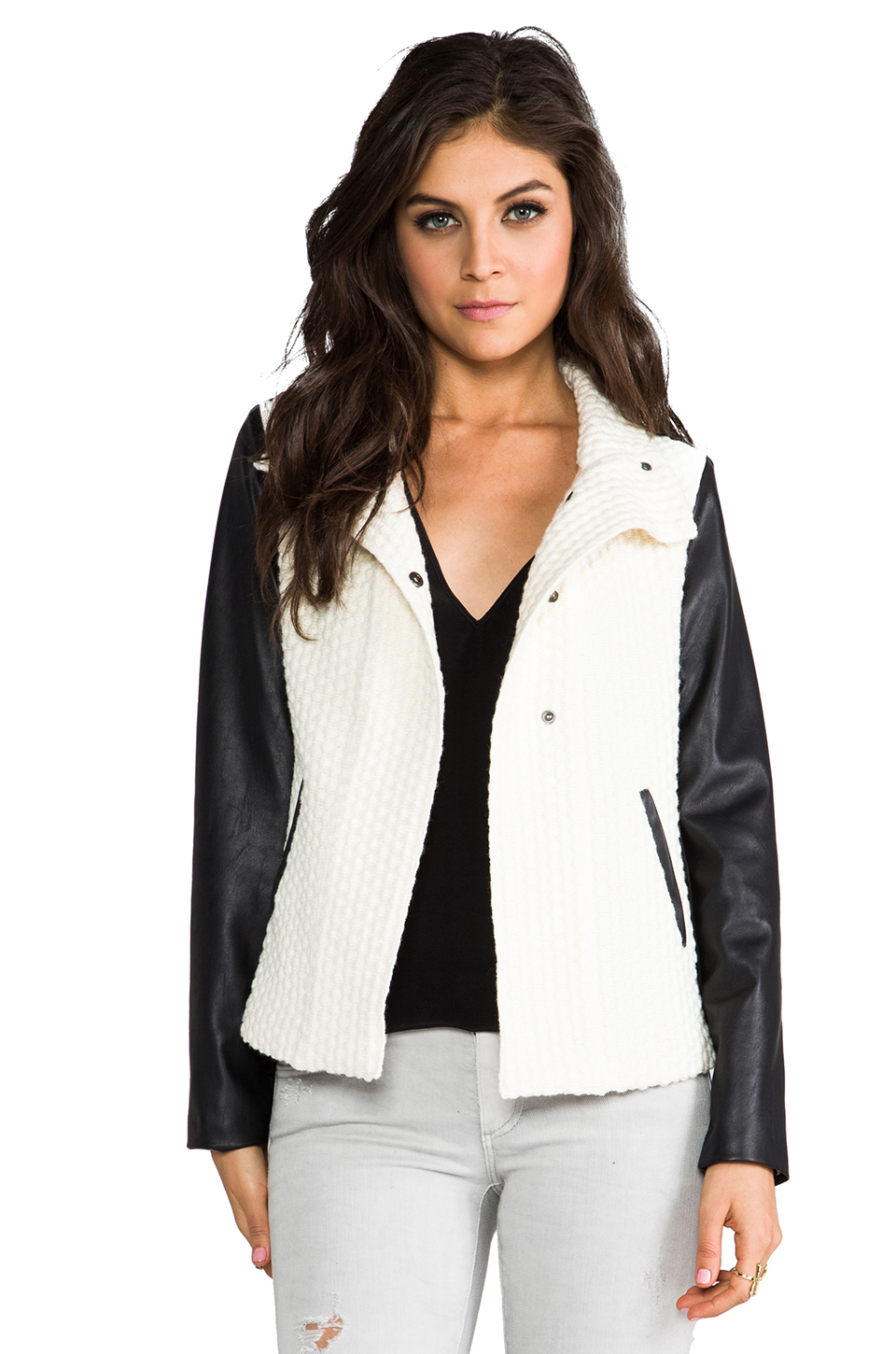 White Coat Leather Sleeves Modern Fashion Jacket Photo Blog White Coat Leather Sleeves