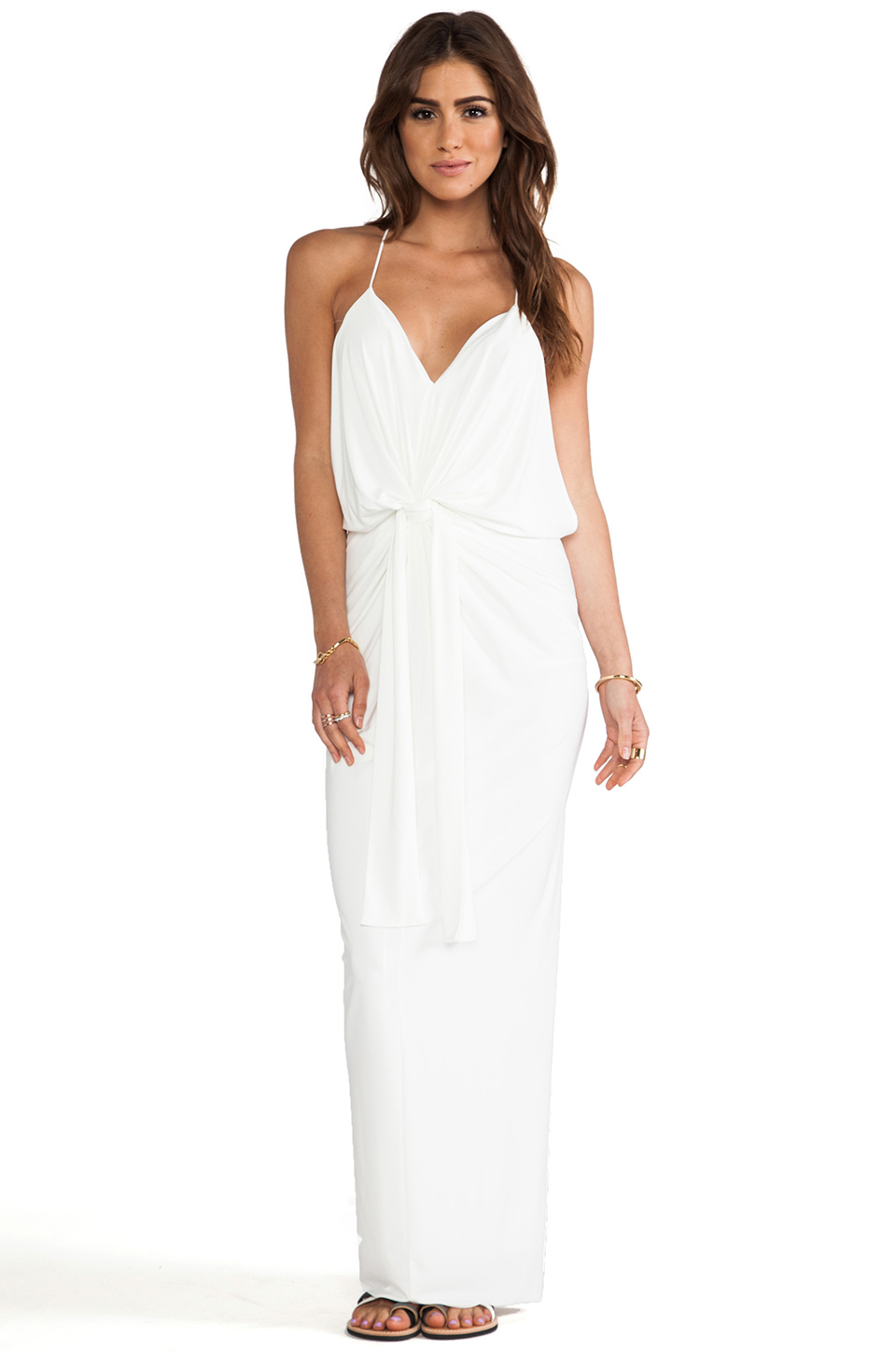 Bags LosAngeles Knot Front Maxi Dress in White