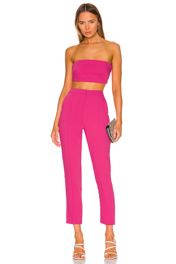 Shop Superdown Remy Bandeau Pant Set In Hot Pink