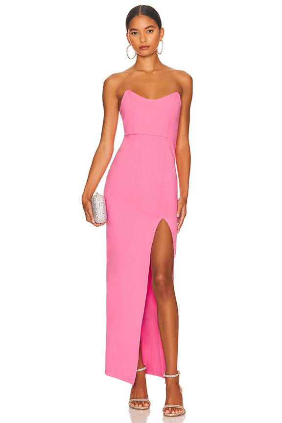 Shop Superdown Ryleigh Strapless Maxi Dress In Pink
