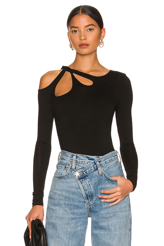 Superdown Yesenia Twist Bodysuit In Black