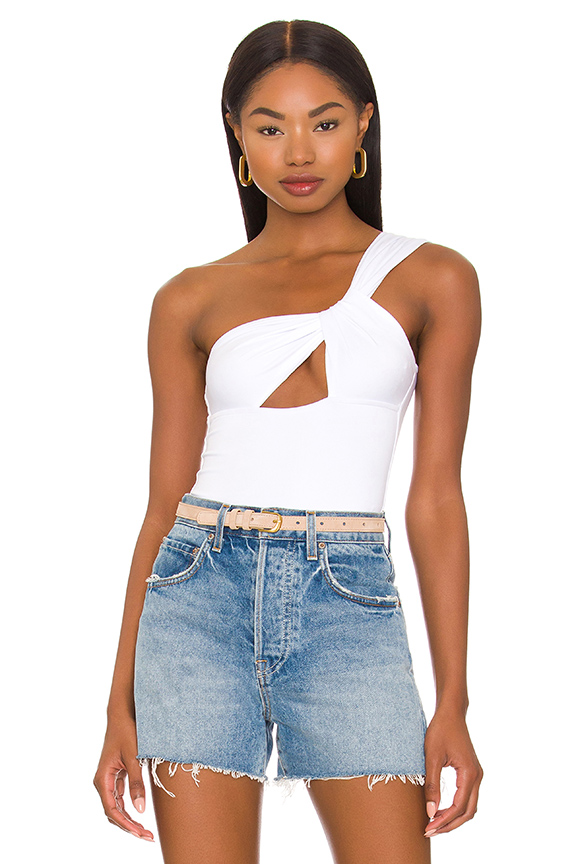 Superdown Jimena One Shoulder Bodysuit In White